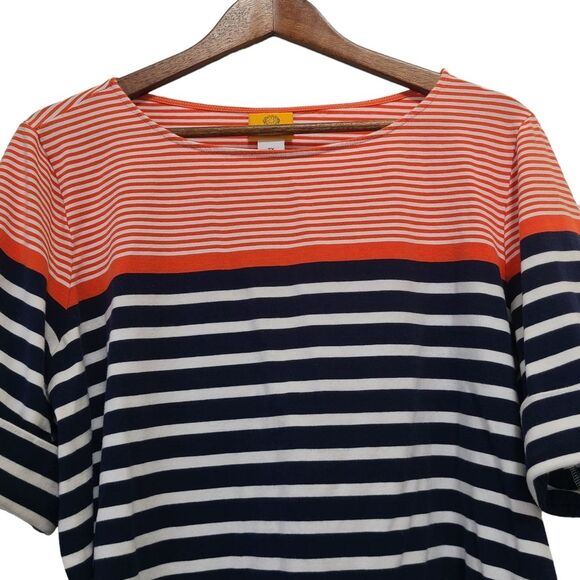 Ruby Rd Womens Navy Blue Orange Striped Blouse Plus Size 2X - Picture 2 of 9